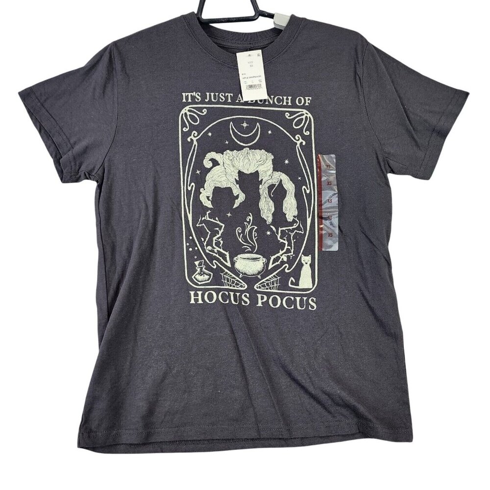 Womens Disney Gray Hocus Pocus Graphic T Shirt Halloween Short Sleeve Size XS